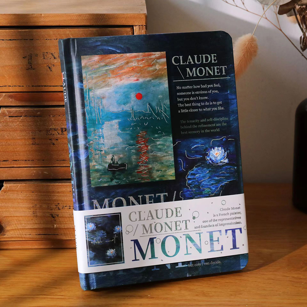 Van Gogh / Monet Oil Painting Series Notebook Color Page Illustration Hardcover Beautiful Diary Student Notepad