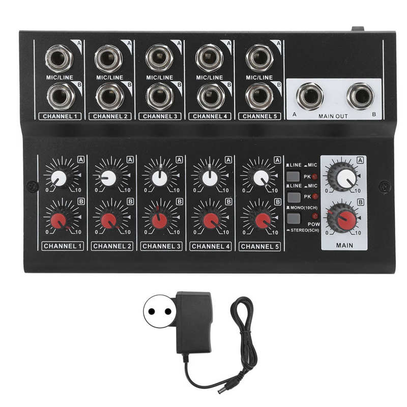 100 ‑ 240V Draagbare 10 ‑Channel Stereo Audio Sound Mixer Karaoke Microfoon Versterker Console