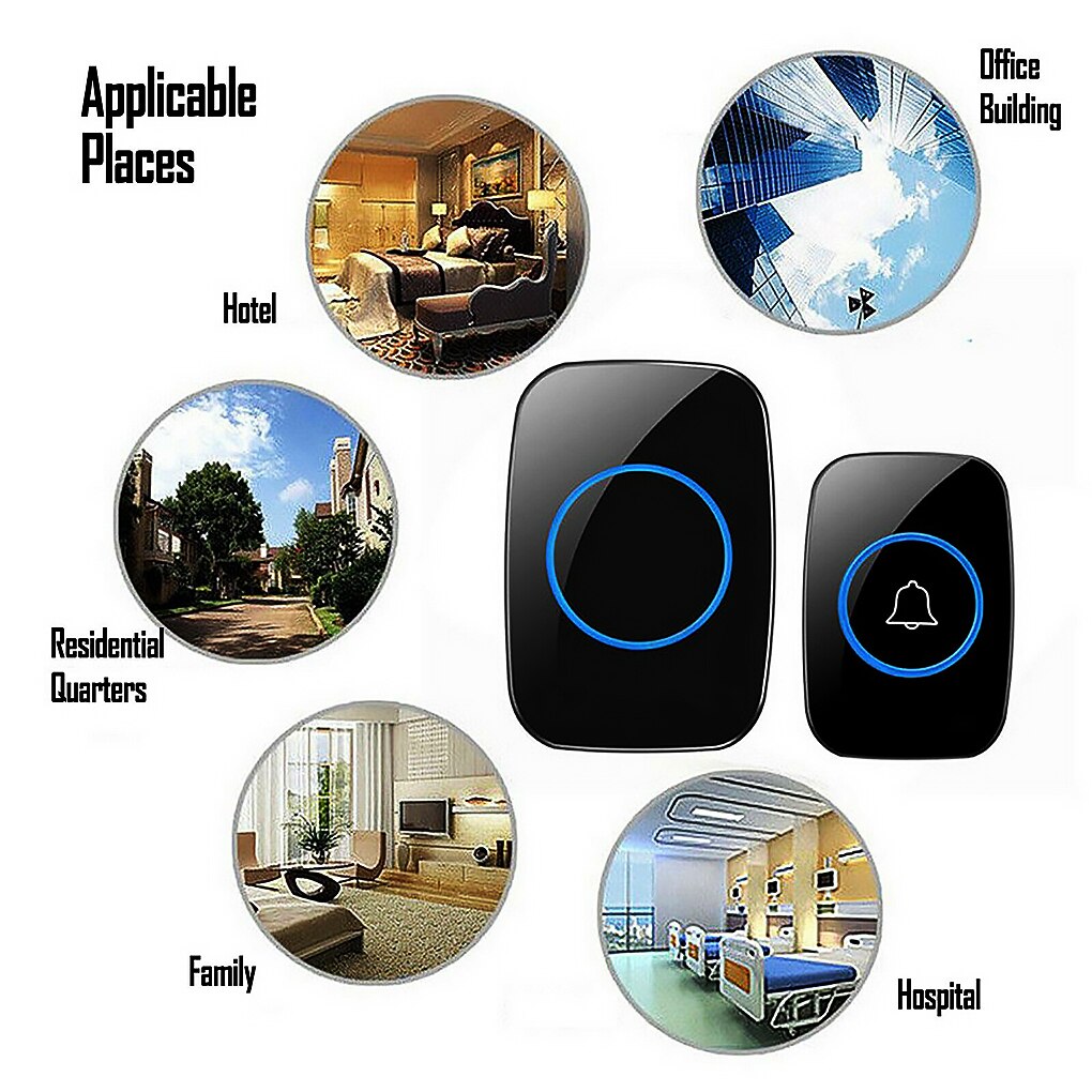 Wireless Doorbell Welcome bell Home Chime Door bell Alarm 32 Songs Smart Doorbell EU Plug doorbell ring Waterproof Button