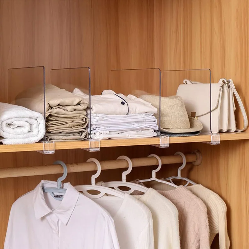 8/6/4/2 Stuks Transparante Kast Plank Voor Garderobe Organizer Doek Divider Kast Boekenkast Divider Baffle