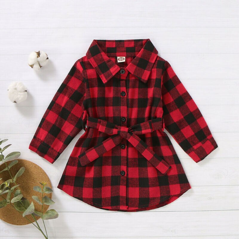 Baby peuter meisje lange blouse rood geruit kerstkleding shirt buiten baby meisje kleding top