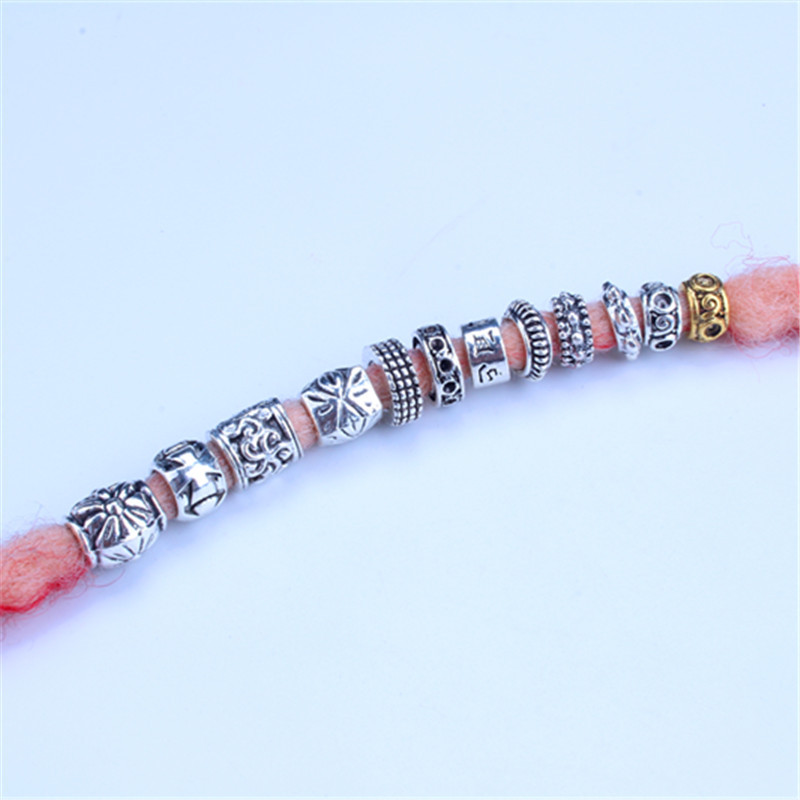 Anillos para el pelo de Metal plateado, trenzas para el cabello, rastas, cuentas, abalorios, rastas, accesorios para el cabello DIY, 5 unids/bolsa