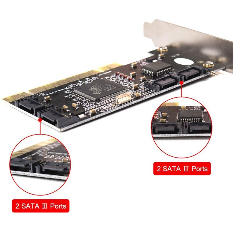 4 Ports PCI SATA Raid Controller Internal Expansion Card with Two Sata Cables, for Desktop PC,Support SATA Hard Drive