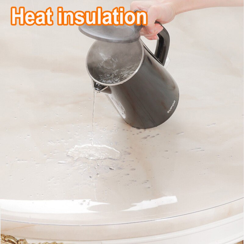 Nappe de protection de Table ronde en PVC, imperméable, transparente, verre souple, résistant à la chaleur, en plastique, 1mm d'épaisseur