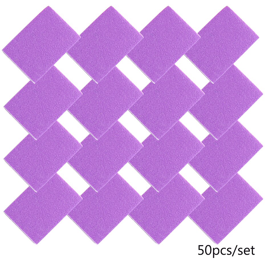 Esponjas para uñas, limas de uñas de doble cara, 25/50 de grano, Mini bloques de pulido para pedicura, herramientas de lijado, manicura #100/180-1, 1824 Uds.: 50pcs-Purple