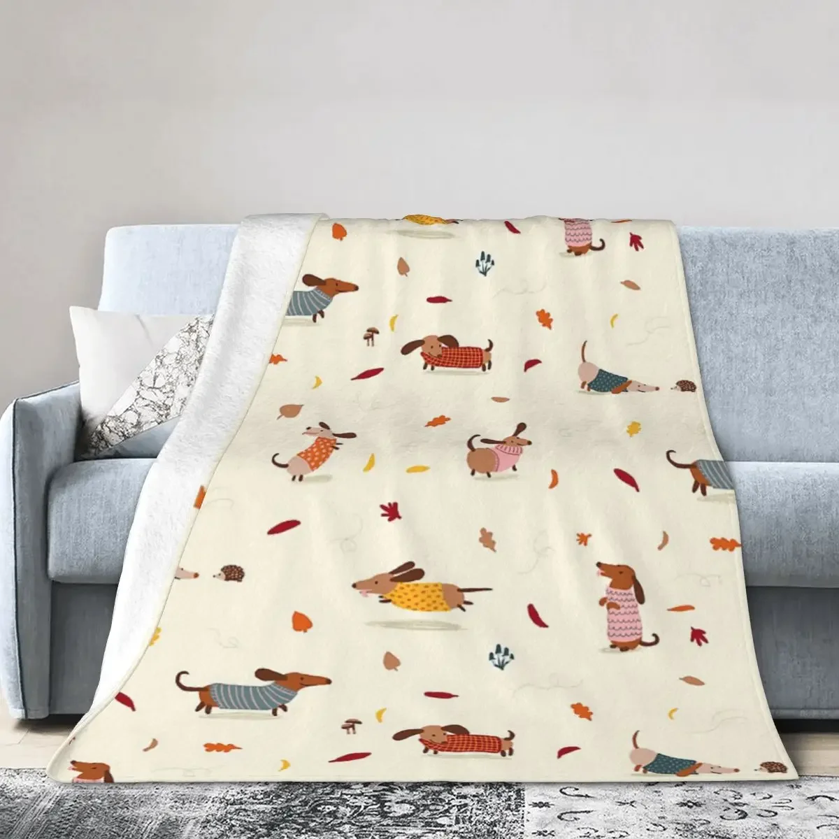 Couverture douce et chaude pour chien teckel, jeté de glouton pour lit, salon, pique-nique, voyage, canapé à la maison