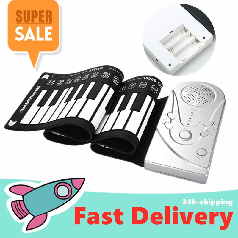 Electronic Piano Keyboard Foldable Portable 49Keys Electronic Oragan Roll Keyboards for Music Lover Electric Instruments