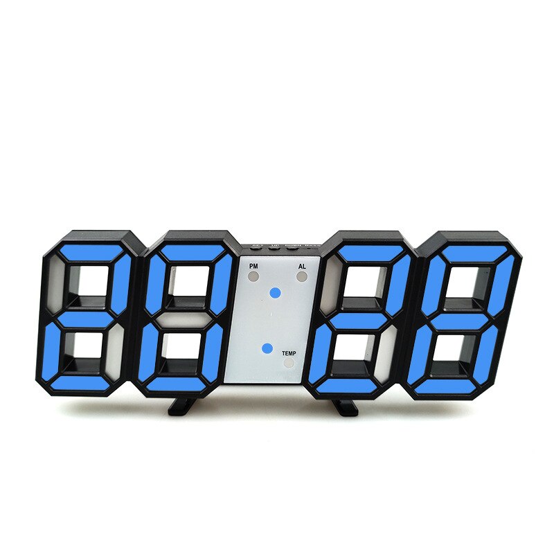 8 w kształcie USB tablica cyfrowa zegary zegar ścienny wyświetlacz czasu doprowadziło kreatywne zegarki 24 i 12-godzinny alarm z wyświetlaczem drzemki dekoracji domu: niebieski B