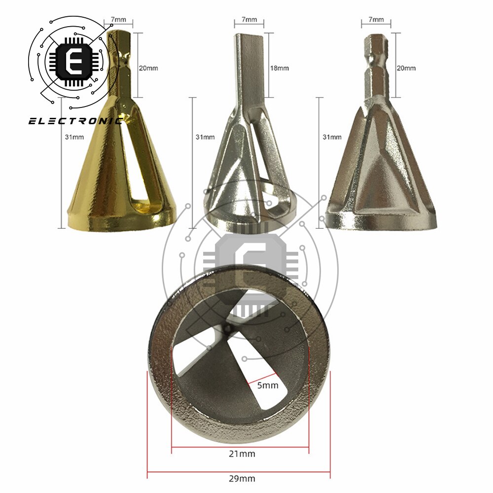Outil de chanfreinage Hexagonal à trois ou Six fentes, outil de meulage et de coupe, perceuse électrique, noir/or/argent en option