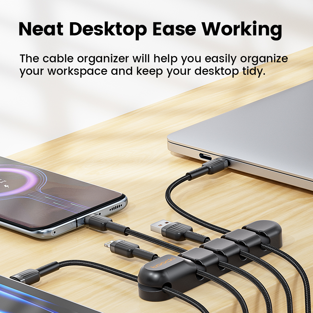 Toocki kabel organisator management loch halter usb desktop silikon wickler flexible kabel management clips für maus tastatur