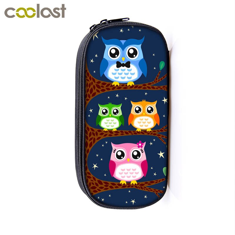 Nuit oiseau hibou imprimer étuis à cosmétiques porte-crayons femmes sac de maquillage filles papeterie sac école étui boîte à crayons fournitures scolaires: qbbxmty08