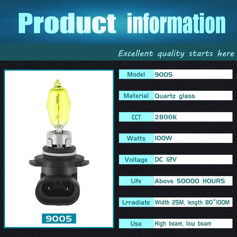2 uds 3000LM 100W bombilla halógena para coche lámpara HOD 2800K luz amarilla faro delantero H1/H3/H4/H7/880/881/9005/9006: RED