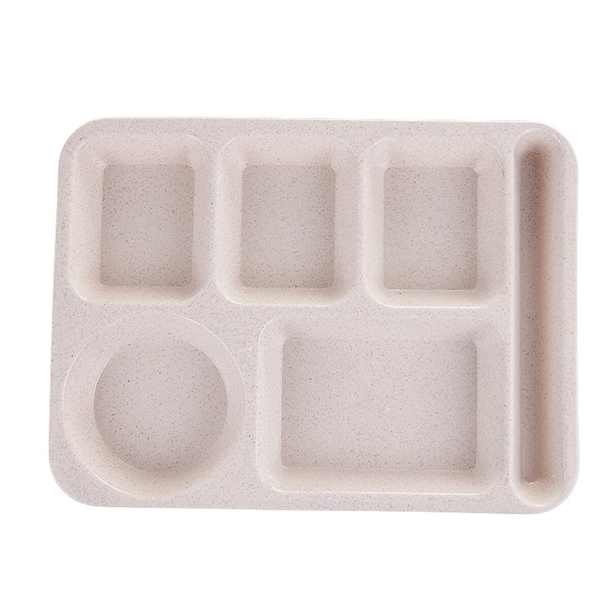 Portable Eco-friendly Wheat Straw 6-Compartment Lunch Container Food Meal Storage Picnic Tray with Fork Spoon & Chopsticks: Beige