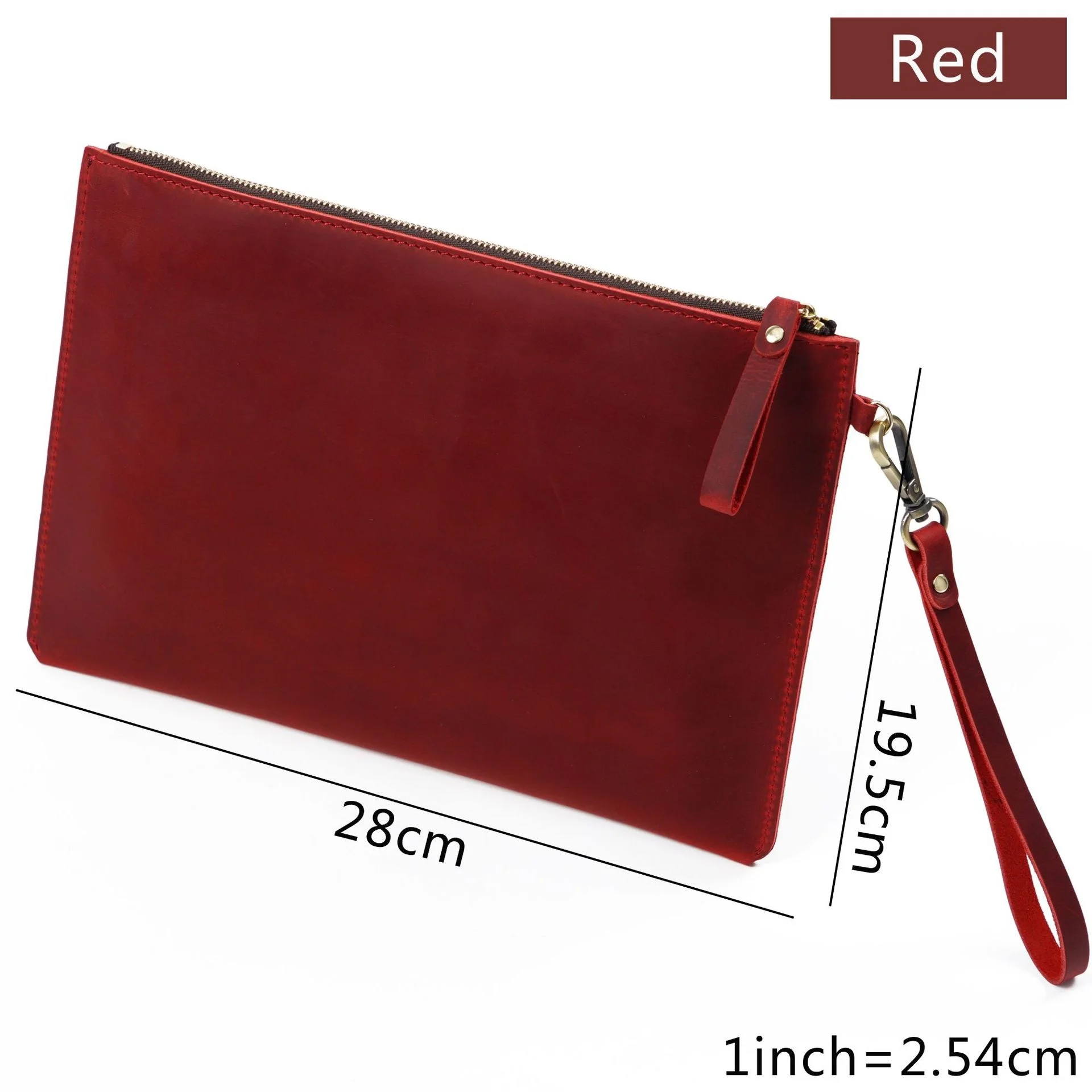 Genuine Leather Briefcase Business Luxury Laptop Sleeve Case Bag Wallet Tablet for iPad Protect Cover Pouch 11*7 inches: Clear