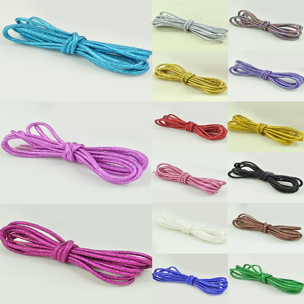 Lacets ronds colorés or et argent brillants 15 couleurs 113 cm chaussures de Sport baskets lacets lacets chaussures cordes
