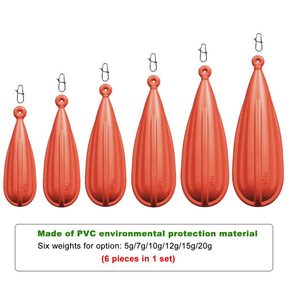 Bouchon de pratique de pêche lumineux en PVC, 6 pièces, en caoutchouc, amélioration de l'action de lancer, outil de pratique pour débutants