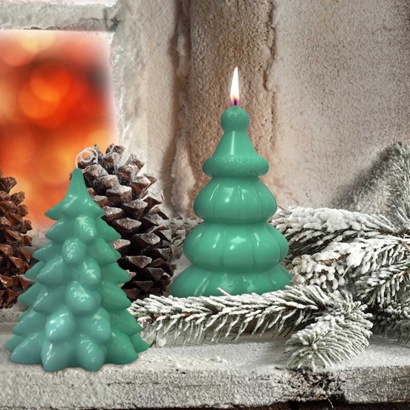 Moule en Silicone 3D arbre du père noël, pour la fabrication de bougies de noël, en résine, pour savon fait à la main, en argile, décor de gâteau au chocolat