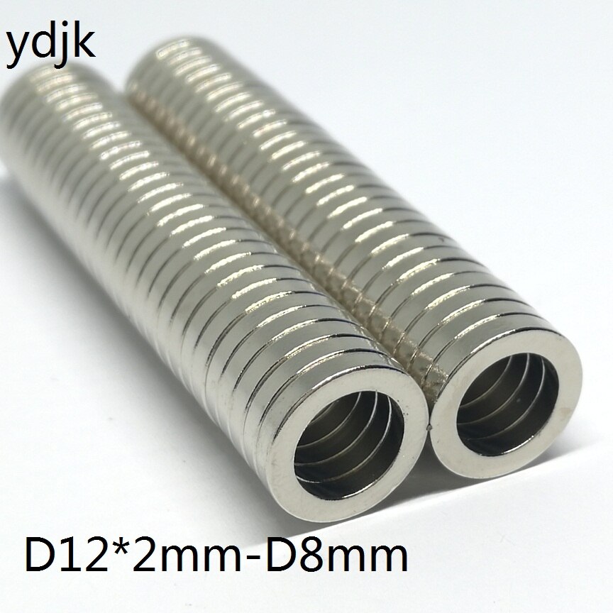 10 20 50 100PCS/LOT Ring Magnet 12*2 hole 8 Neodymium Magnet 12x2 N35 Strong mm NdFeB Permanent magnet 12x2-8 Nickel plating
