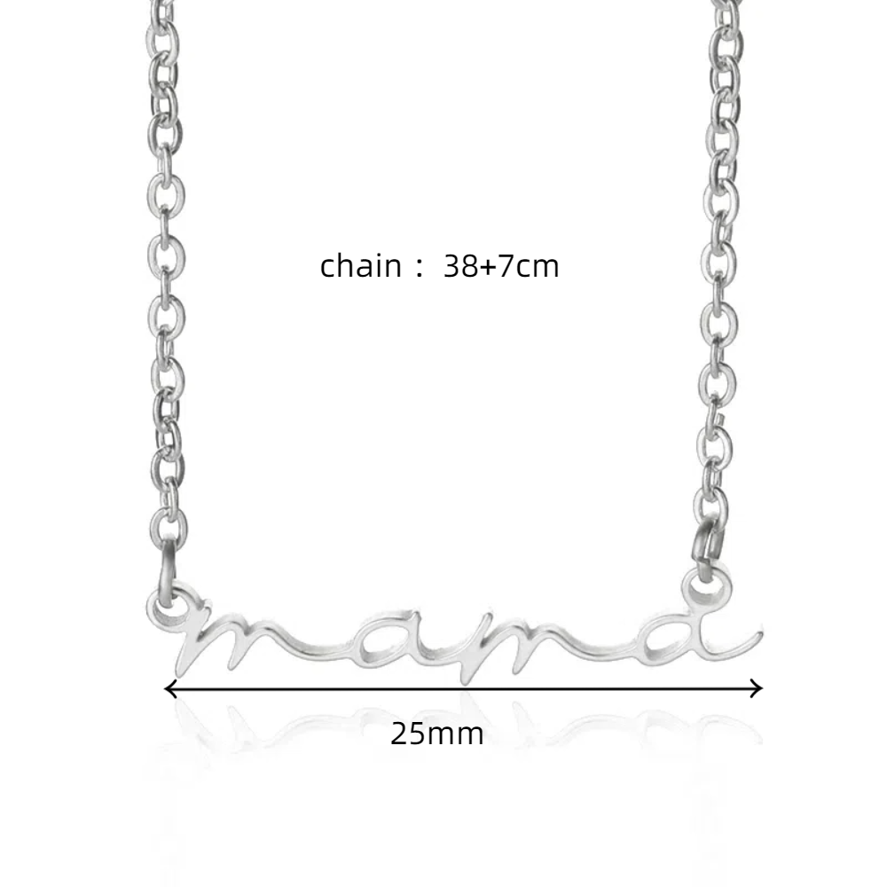 Mama kleine letter ketting minimalistische kettingen goudkleurige roestvrijstalen delicate moeders ketting choker sieraden: Lichtgeelgouden kleur