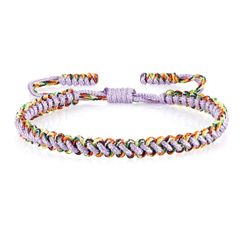Bracelet bouddhiste tibétain Original réglable à la main porte-bonheur breloques femmes fil Bracelets et Bracelets pour hommes Couples bijoux: purple-1