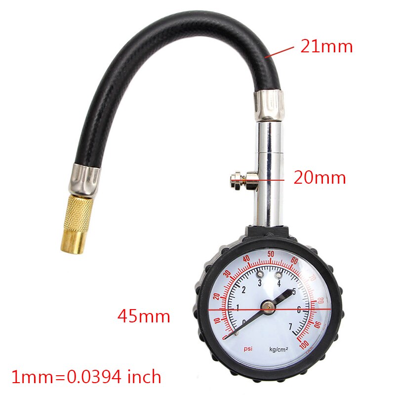 0-100PSI Auto Truck Auto Motor Band Band Luchtdrukmeter Dial Meter Tester