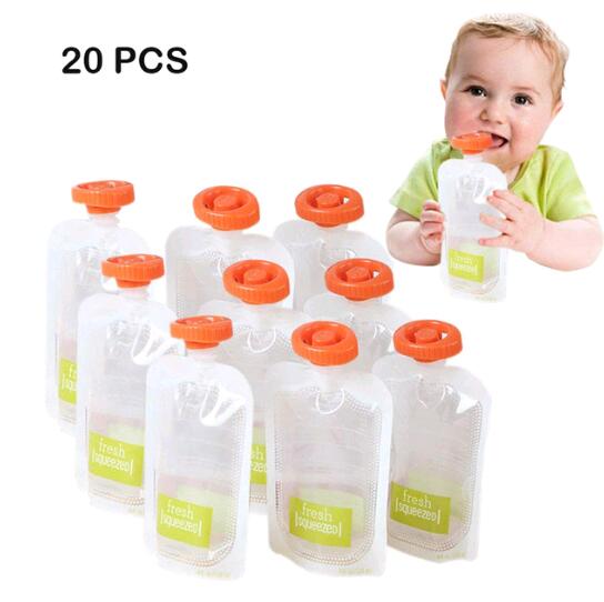 OEM Squeeze Fruit Juice Station and Pouches Feeding Kit Baby Food Storage Containers FAD Free Newborn Food Maker Set: 5
