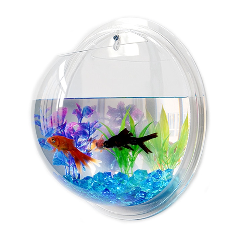 Pinsjar Acrylic Fish Bowl Wall Hanging Aquarium Tank Aquatic Pet Supplies Pet Products Wall Mount Fish Tank for Betta Fish