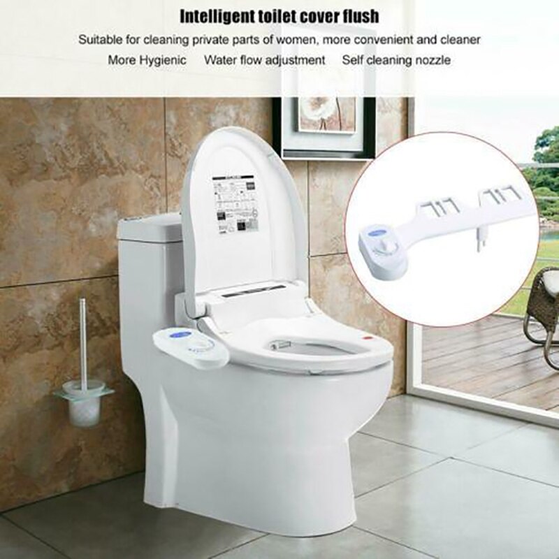 WRISIN Bidet Toilet Japans Bidet Spuitkop Bidet Kit Toiletbril Alle De Bain met dubbele zelfreinigende intrekbare sproeiers (ZWART