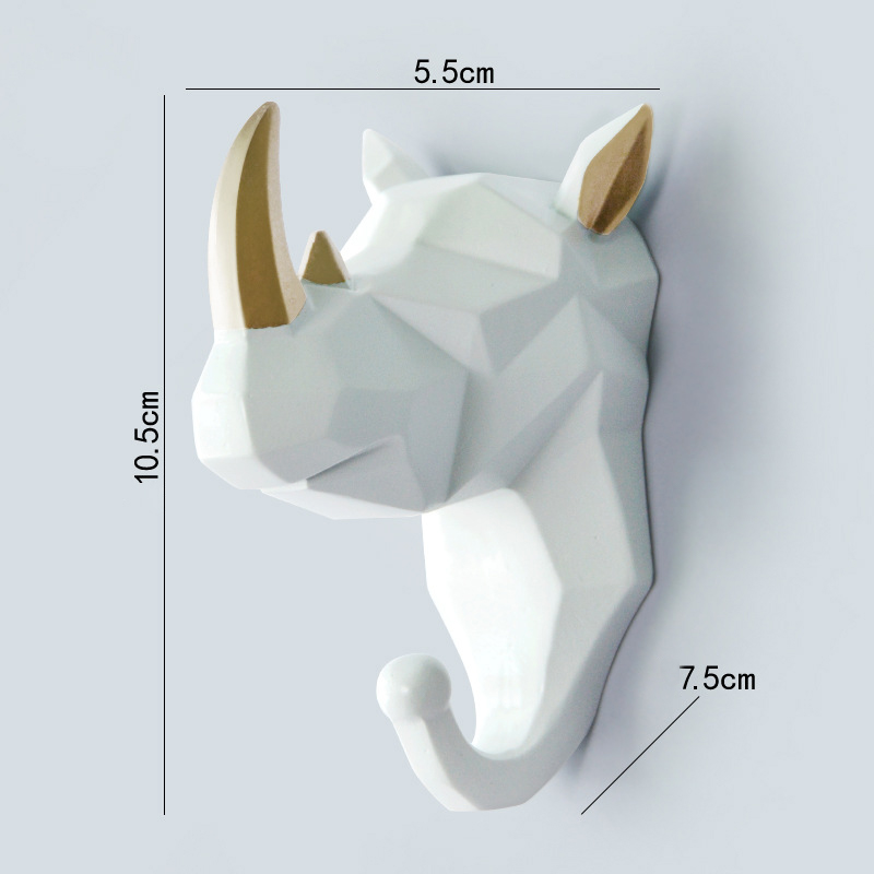 Mode Diervormige Haken Herten Herten Neushoorn Paard Giraffe Olifant Hoofd Muurhanger Jas voor Hoed Haak Rack Houder Home Decor: Clear