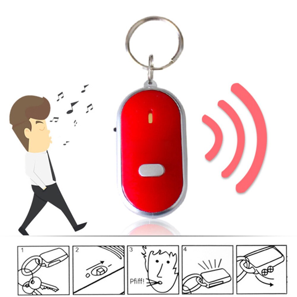 LED Anti-lost Key Finder Vinden Locator Sleutelhanger Fluitje Pieptoon Auto Sleutelhangers