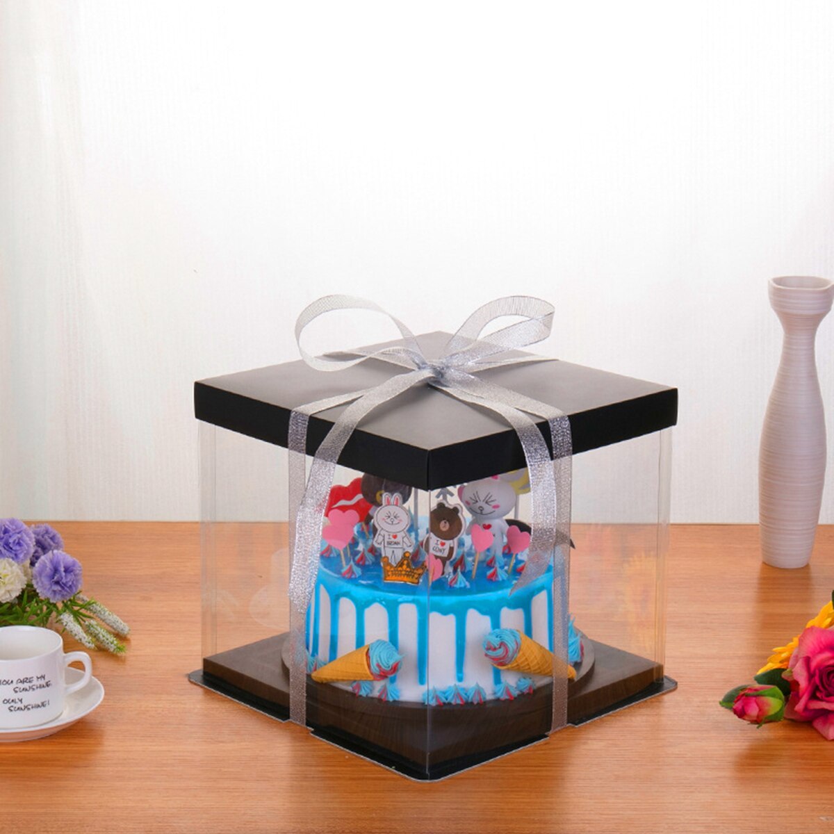 Transparante Taart Display Box Vierkante Bakken Muffin Verpakking Cupcake Carrier Opslag Container met Deksel (10/13 inch)