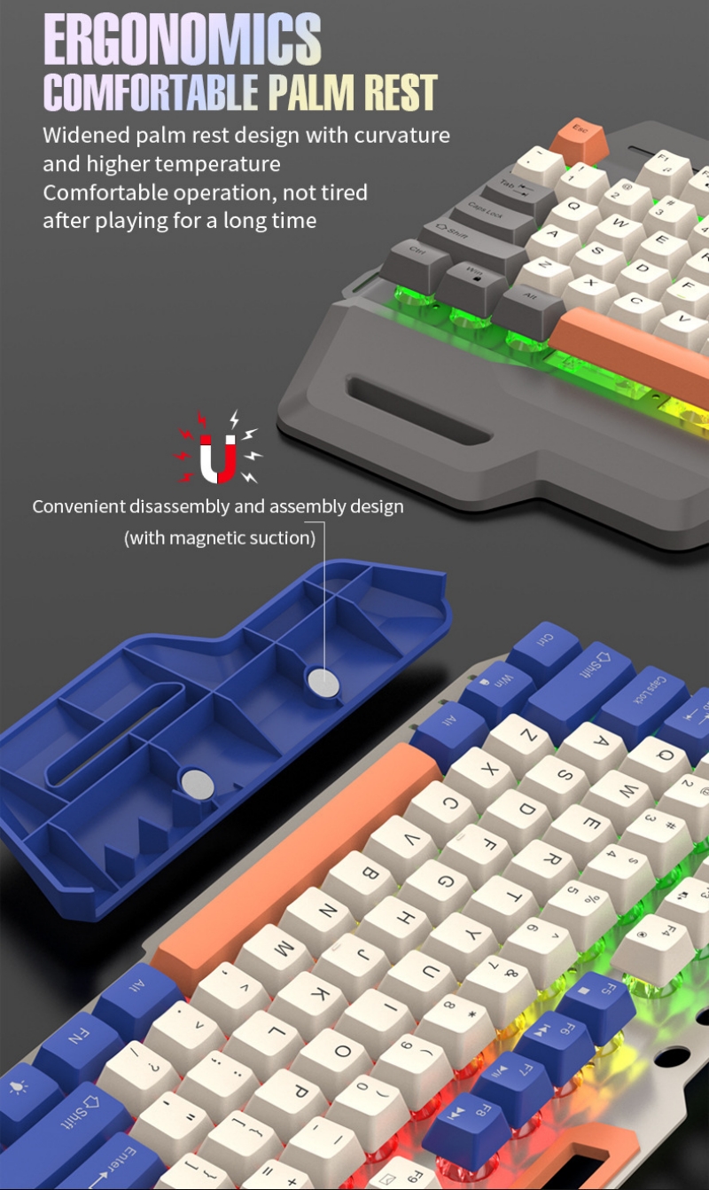Mechanisches Gefühl, Spielen-Tastatur, Maus-einstellen, 104 Tasten, 100 % Layout, Spanisch, Russisch, Koreanisch, Arabisch, Tastatur, USB-Kabel, RGB-Gamer, K90