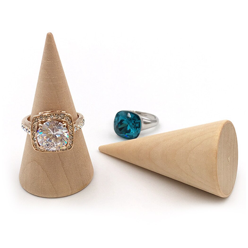 5Pcs/Set Ring Display Tools Jewelry Storage Supplies Ring Organizer Wooden Cone Ring Holder Jewelry Display Holder