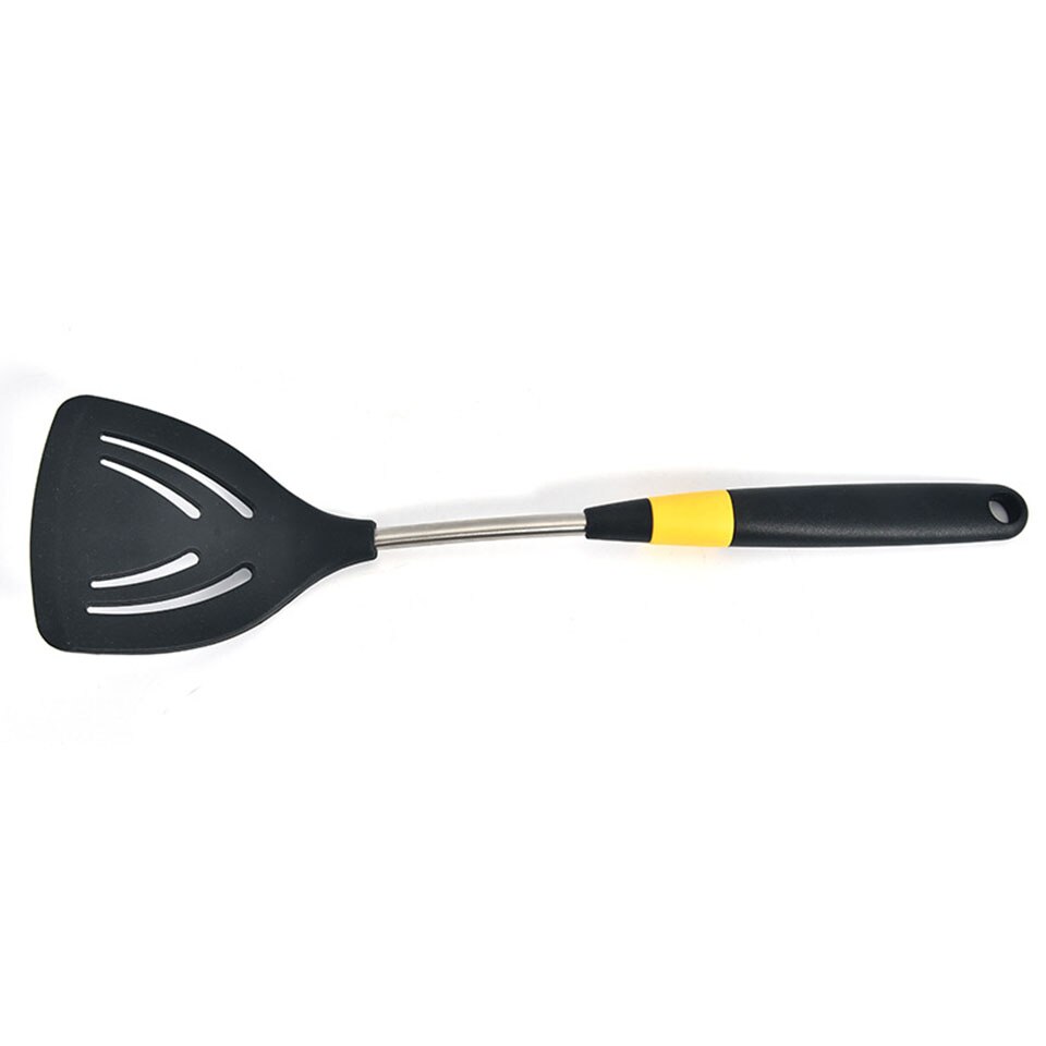 Silikonowe narzędzia kuchenne narzędzia kuchenne zestaw naczyń żółta łopatka łyżka robić zupy z metalowym uchwytem specjalna konstrukcja odporna na ciepło: Spatula