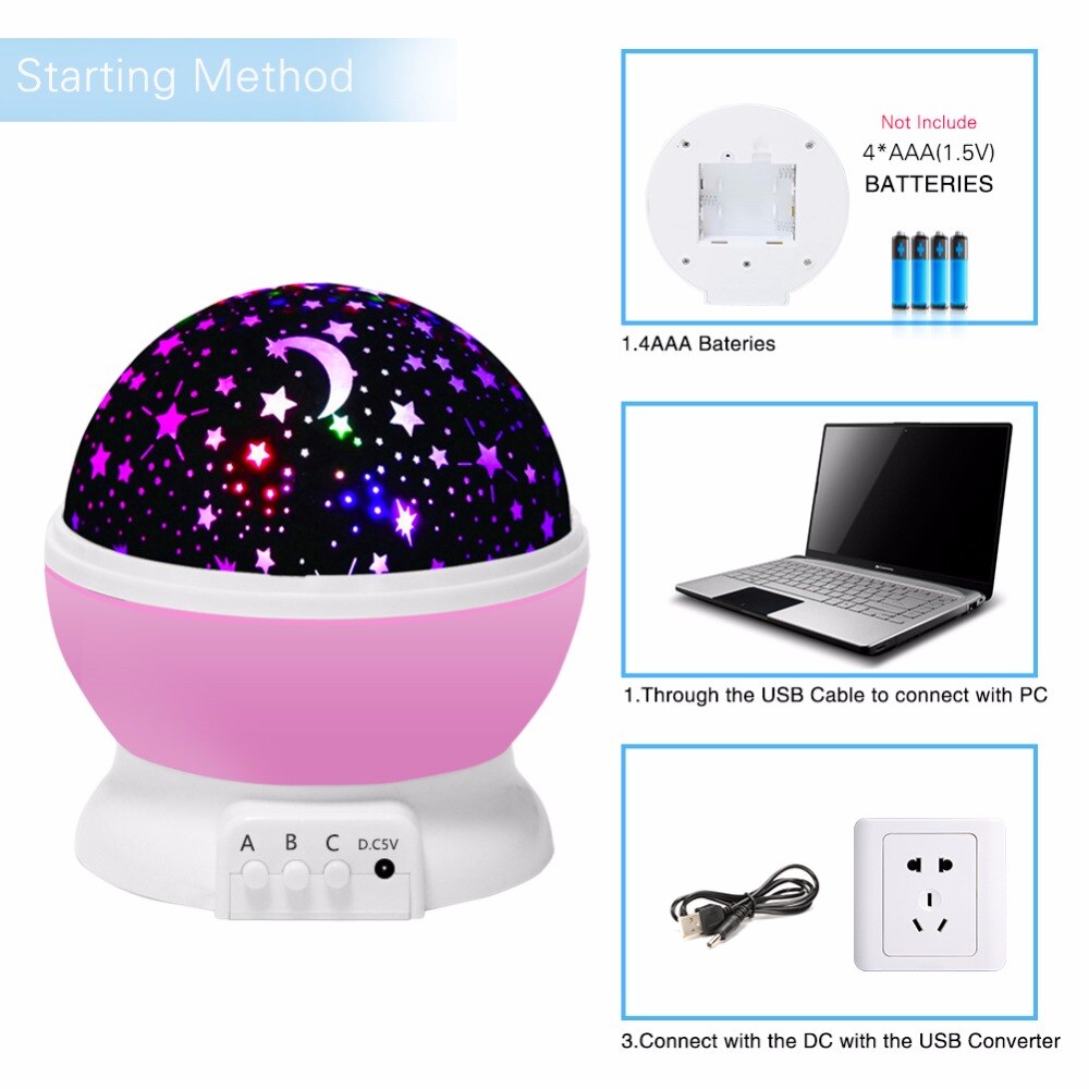 Roterende LED Nachtlampje Projector Sterrenhemel Star Master Kinderen Kids Baby Slaap Romantische LED USB Projector Lamp Xmas