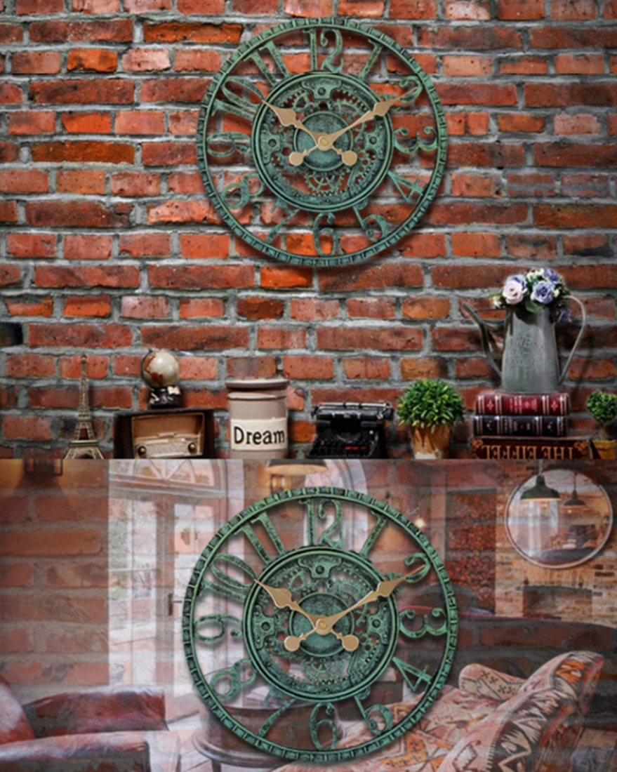 Outdoor Hars Waterdicht Wandklok 12 Inch Stille Geen Klok Decoratieve Klok Voor Terras, Tuin, zwembad Of Woonkamer