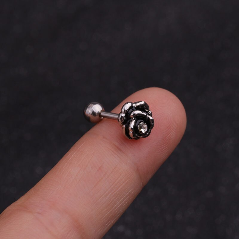 1Pc Goud Zilver Kleur Rvs Oor Kraakbeen Helix Schroef Terug Earring Stud Cz Tragus Roek Conch Piercing Sieraden: silver  style 07