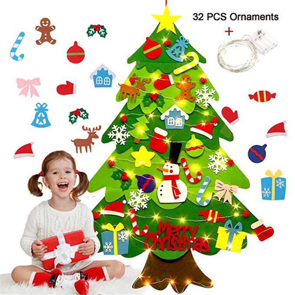 DIY Voelde Kerstboom Deur Muur Opknoping Kids Feestartikelen Kerstboom Set Ornament 98cm * 70cm