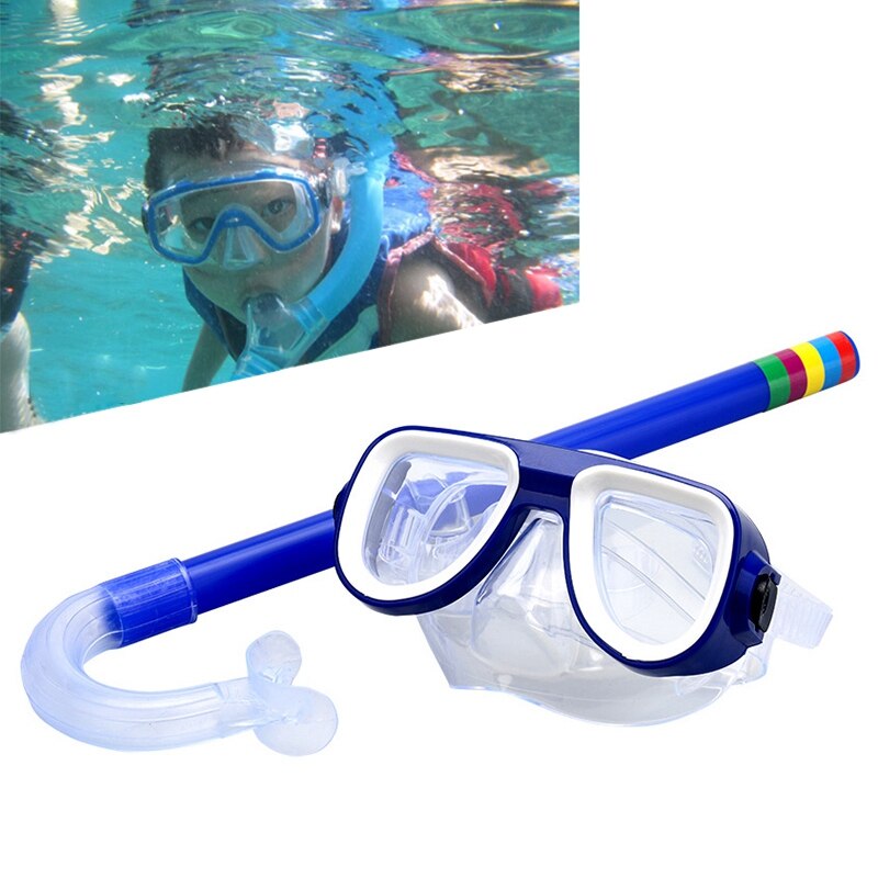 Masque de plongée en apnée et tuba pour enfants de 3 à 8 ans, ensemble de natation, bleu