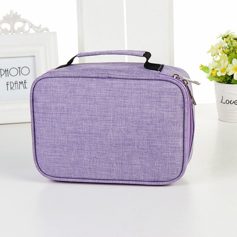 School Potlood Gevallen Voor Meisjes Jongen Pencilcase 72 Gaten Pen Box Canvas Multifunctionele Opbergtas Case Pouch Briefpapier Kit: Purple