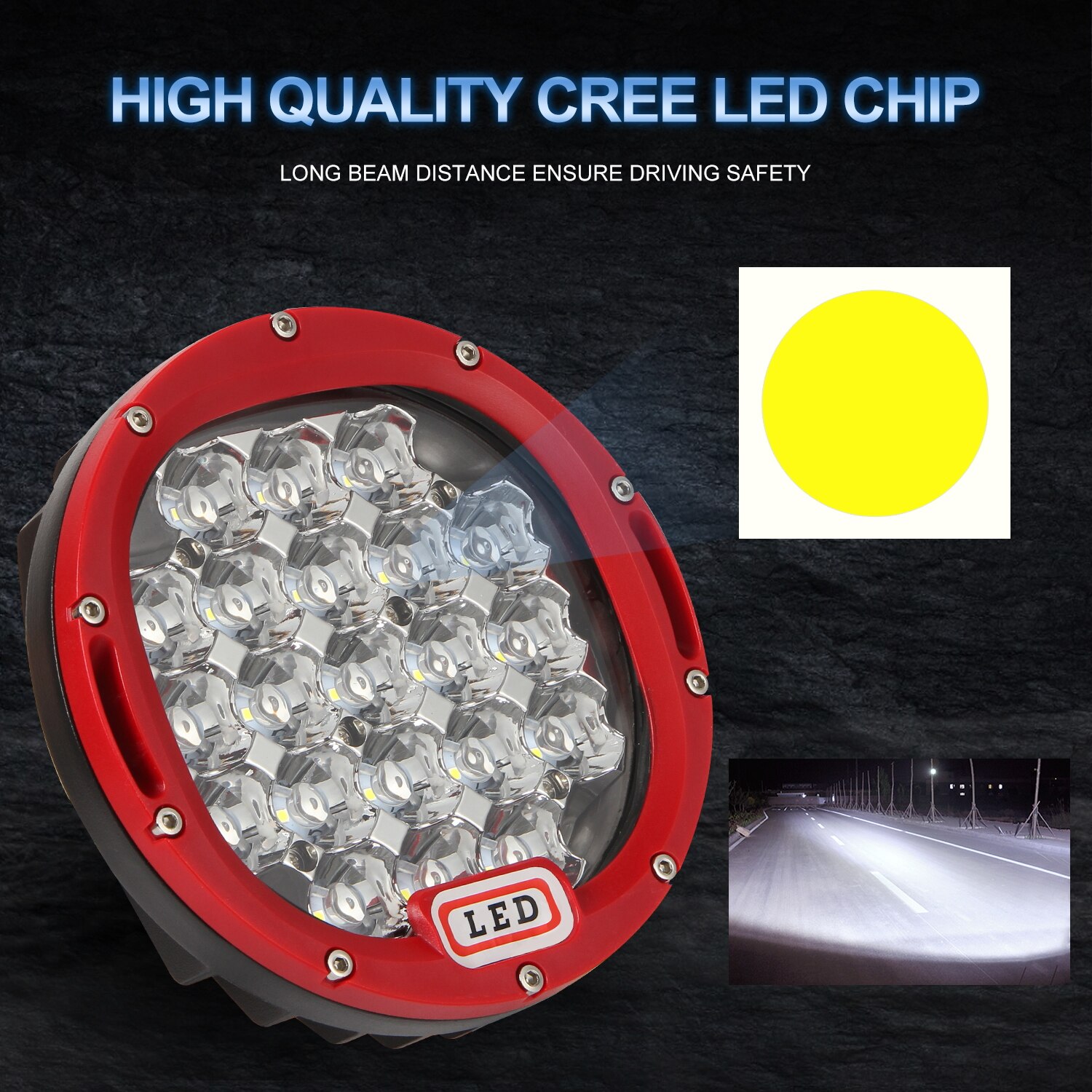 Barra de luz LED de trabajo todoterreno, foco redondo de 7 pulgadas, 300W, 105W, 4x4, 4WD, ATV, UTV, SUV, Lámpara de trabajo para coche, 4WD, 4x4, camión, todoterreno: 1pc 105w red