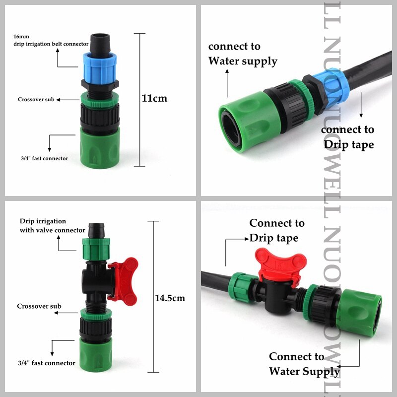 2 Stuks 16Mm Drip Tape Slang Connector Tuin Quick Connector Tuin Water Slang Adapter Connector Slang End Connector