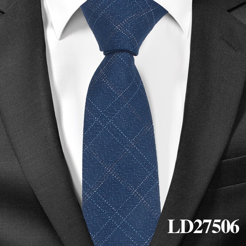 Cravate en laine de coton pour hommes | Cravate de décontractée, cravate étroite à carreaux, Corbata Slim, cravate de mariage, costumes d'affaires: LD27506