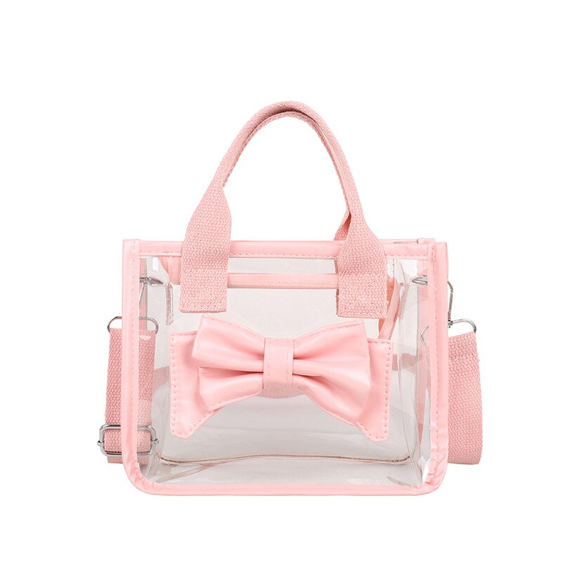 Transparante Zak Vrouwen Lente Zomer Leuke Koreaanse Meisje Handtas Pvc Boog Crossbody Bag Portemonnees Handtassen Leuke Side Bag: Roze