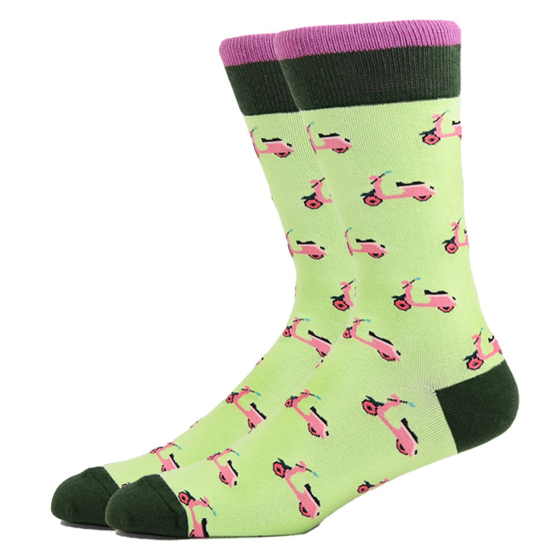 Chaussettes Harajuku pour hommes, motif de couleur artistique, hélicoptère, moto électrique, voiture en coton: CN11027-2