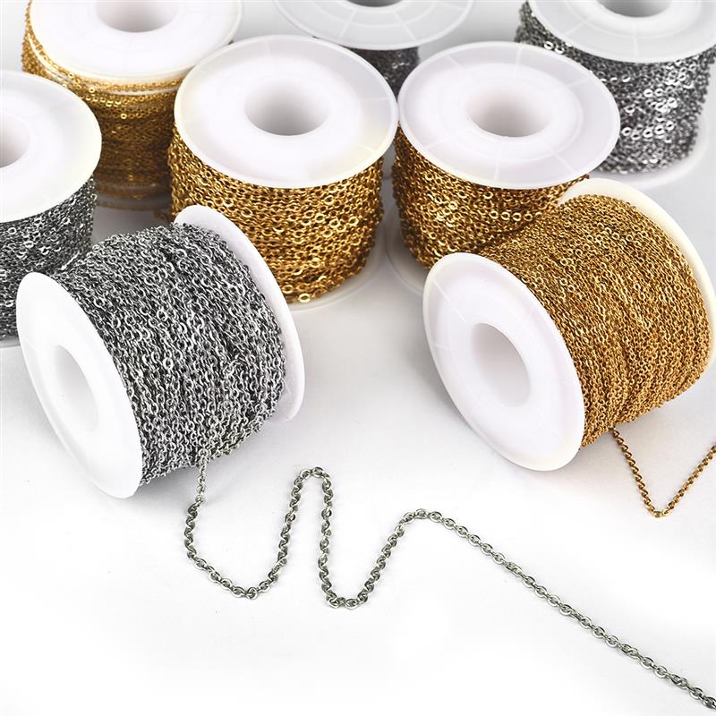 2m Stainless Steel Cable Chain 1mm 1.5mm 2mm 2.5mm Bulk Necklace Chain for DIY Jewelry Making Bracelet Accessories