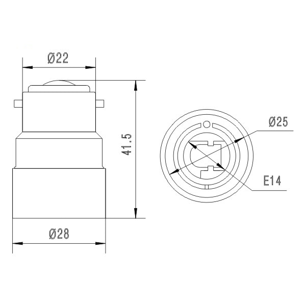 6pcs B22 to E14 Light Socket adapter B22 to E14 EU Standard Candelabra lamp holder converter, CE Rohs