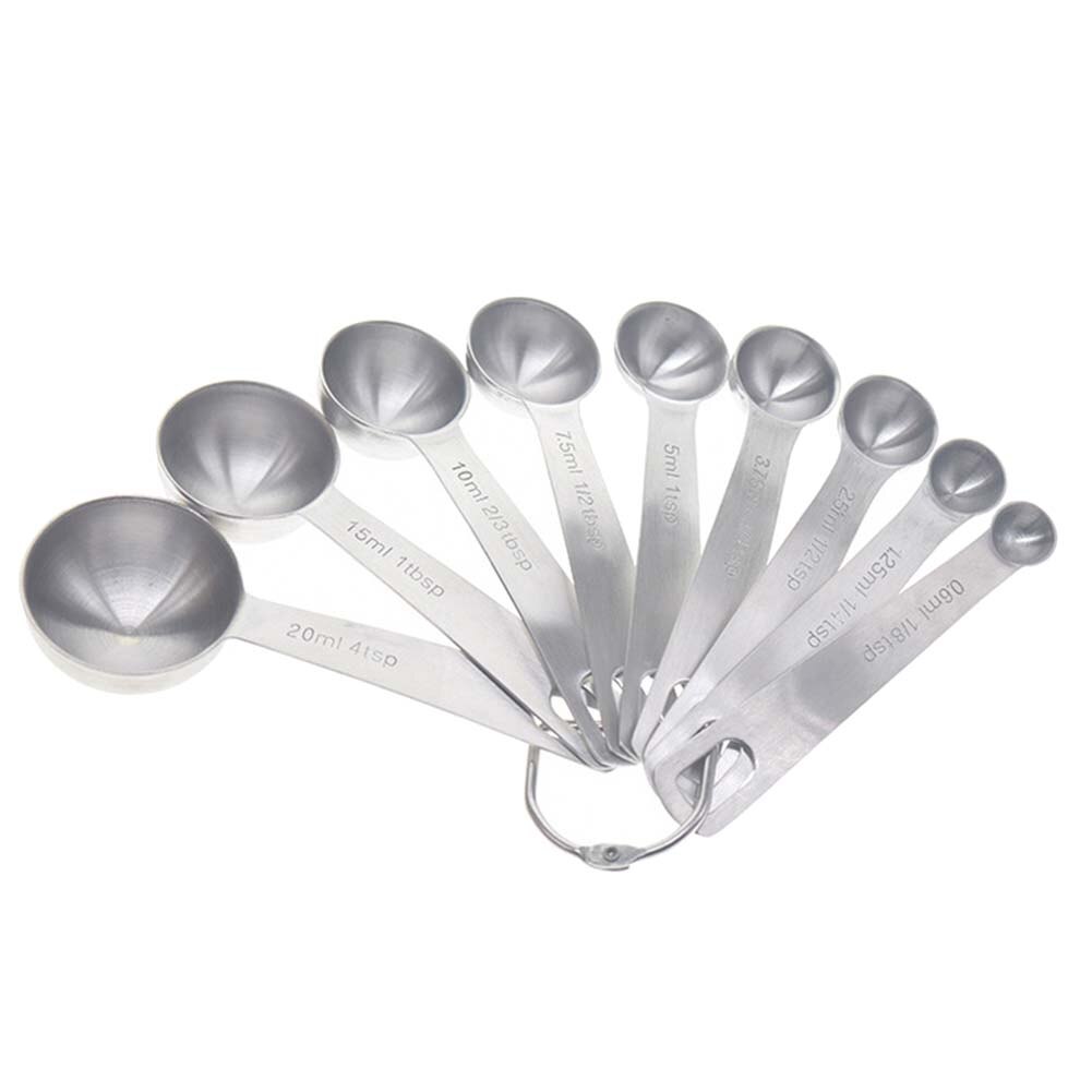 9 PCS Measuring Spoons Baking Tools Stainless Steel Baking Scale Measuring Seasoning Spoons Spoon Set: Default Title