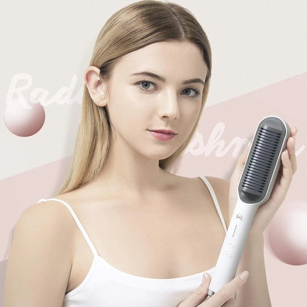 Multifunctional Hair Straightener Brush 2 In 1 Heating Hair Comb Brush Anti-Scald Iron Straightening Brush Styler Tools