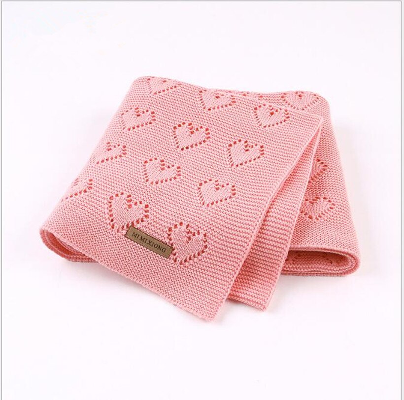 Knitted Baby Blankets Newborn Summer Baby Swaddle Wrap Blanket Super Soft Infant Baby Crib Bedding Stroller Receiving Blanket: Pink